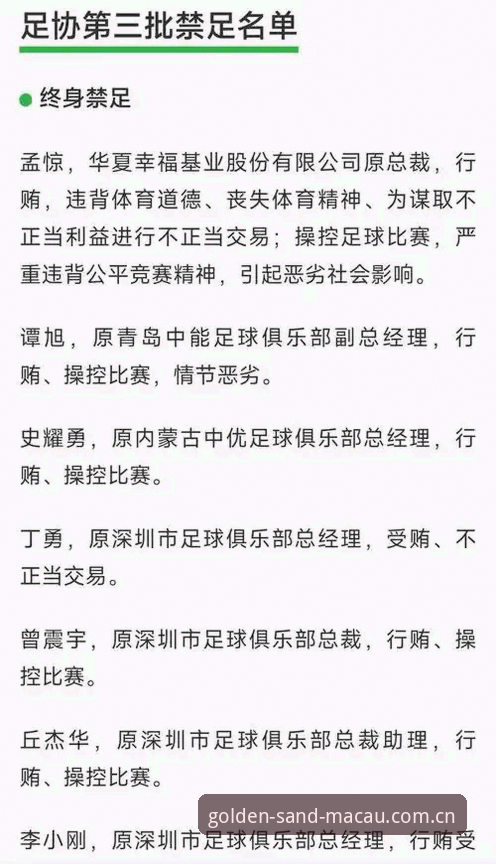 中国足协第三批禁足名单解读指南：从澳门沙金平台深度剖析行业整顿